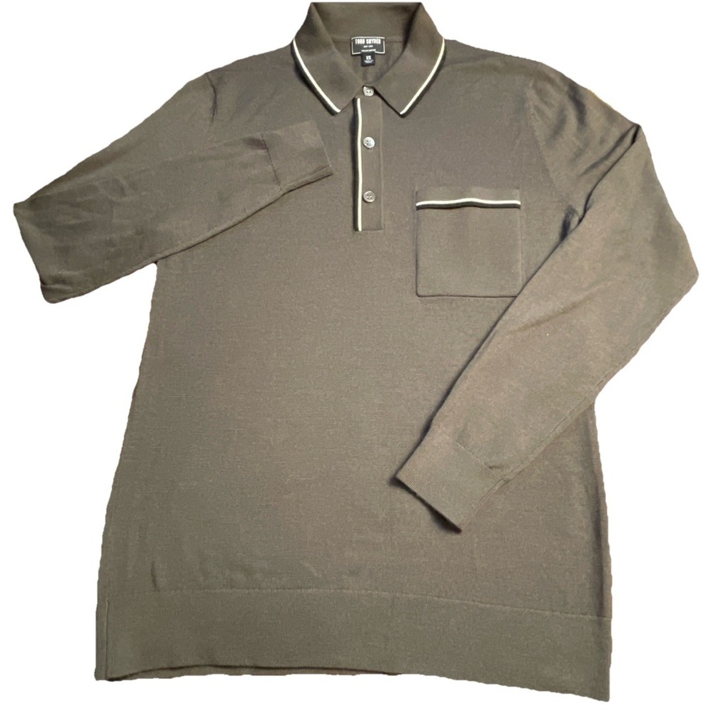 Todd Snyder Men's XS Merino Wool 1/4 Button Collared Sweater Olive Green Luxury